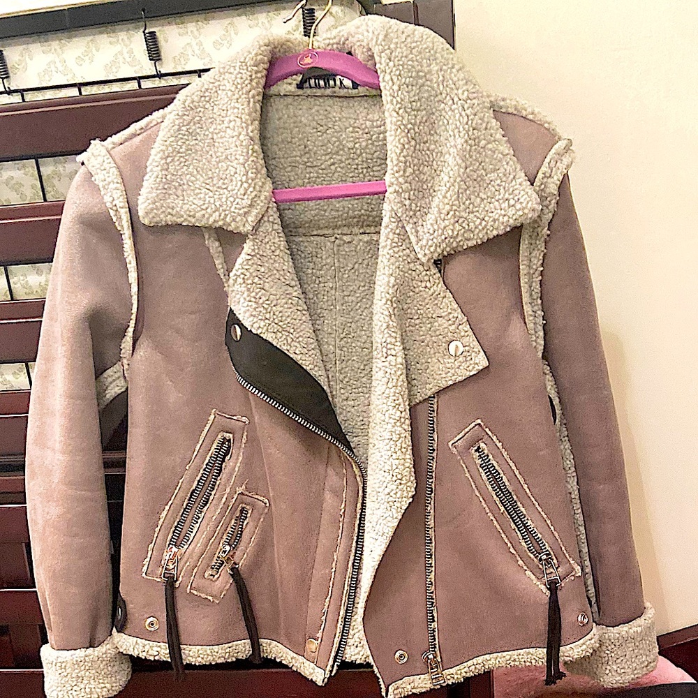 Gray suede winter Moto Jacket